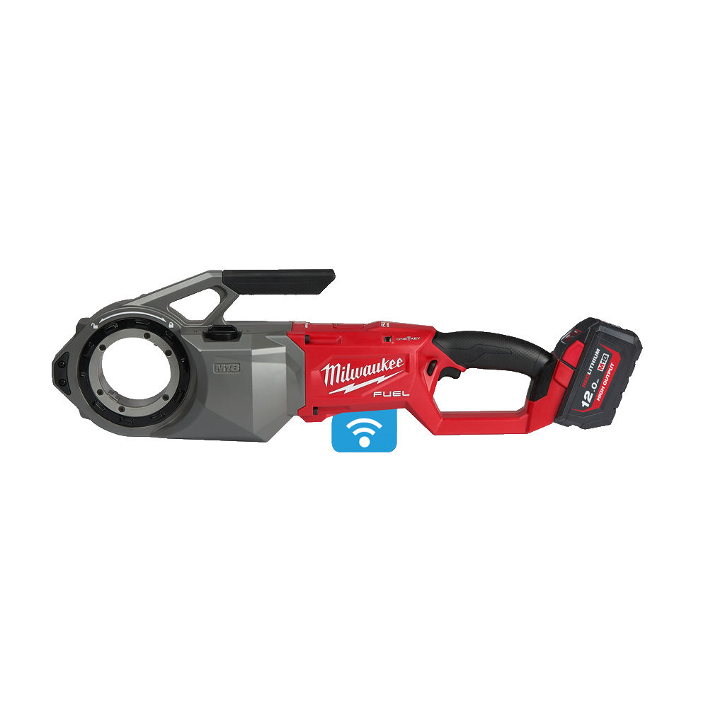 Roscadora M18™ ONE-KEY™ FORCE LOGIC™, capacidad tubería 1/8&quot;-2&quot;. Incluye abrazadera. Se suministra con 1 batería HIGH OUTPUT™ M18HB12 y cargador rápido M12-18FC, en kitbox
