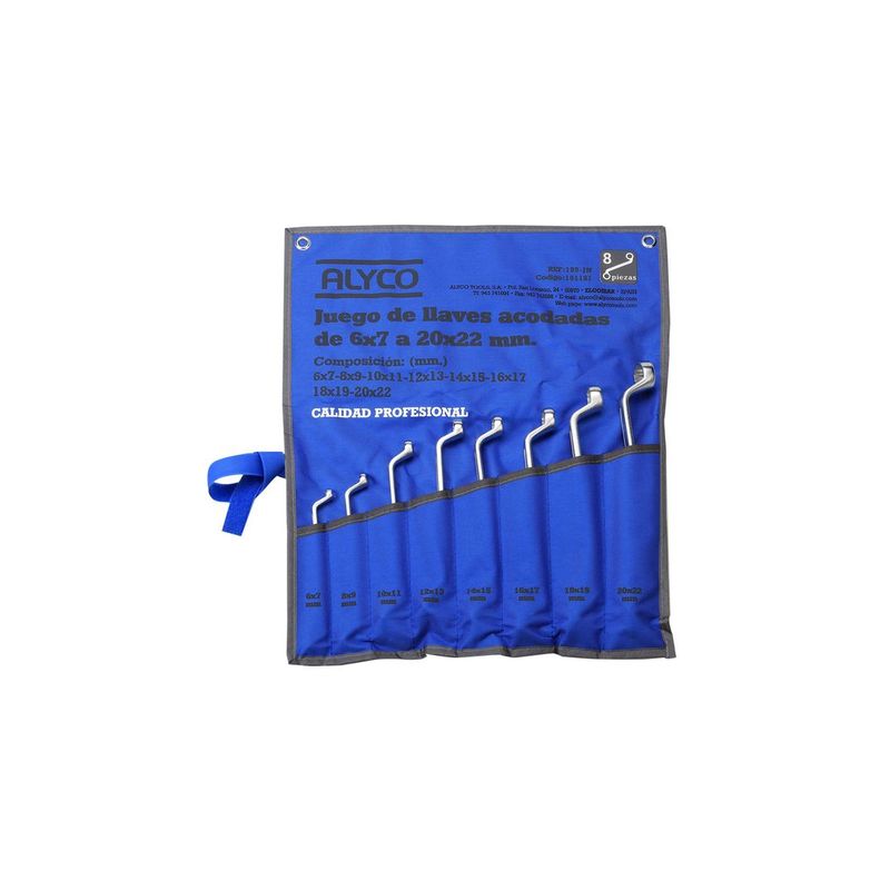 JUEGO 8 LLAVES ACODADA 6X7-20X22 B/NYLON