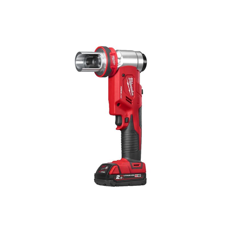 M18HKP-201CA Sacabocados hidráulico M18™ FORCE LOGIC™, fuerza de punzonado 60kN, capacidad máxima 100mm, grosor máximo inox 2,5mm. Incluye pasador 7/16&quot;, pasador 3/4&quot;, conector rápido, tirador, adaptador y punzones M16, M20, M25, M32 y M40. Se suministra con 1 batería M18B2 y cargador M12-18C, en kitbox