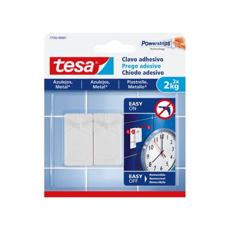 COLGADOR HOG 2KG ADH REUT CLAVO PL BL AZULEJOS 2 PZ TESATAPE