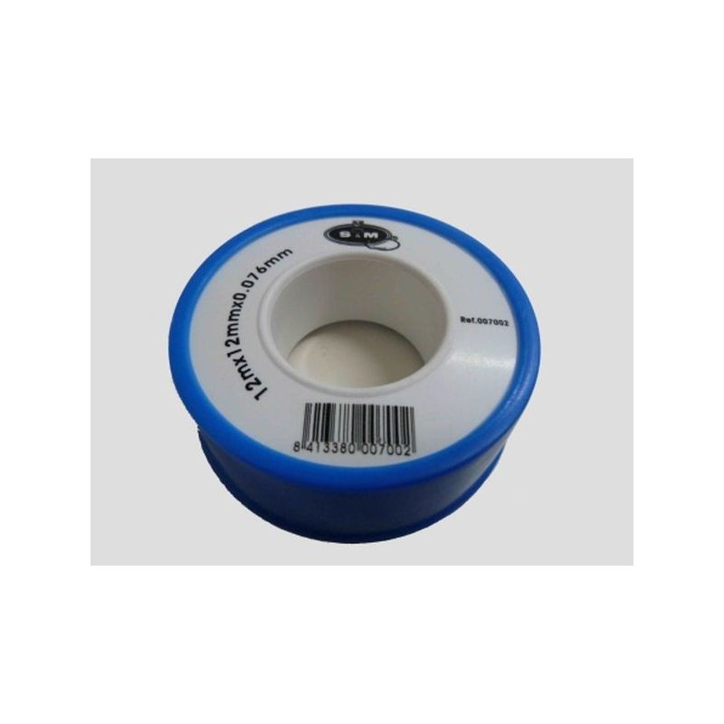TEFLON FONTAN BAJA DENSIDAD 12MMX0,075MMX12MT PTFE AZ/BL S&amp;M