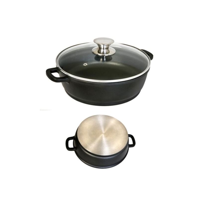 CACEROLA BAJA 24CM C/TAPA AL/FU ECOSTONE COOKWARE