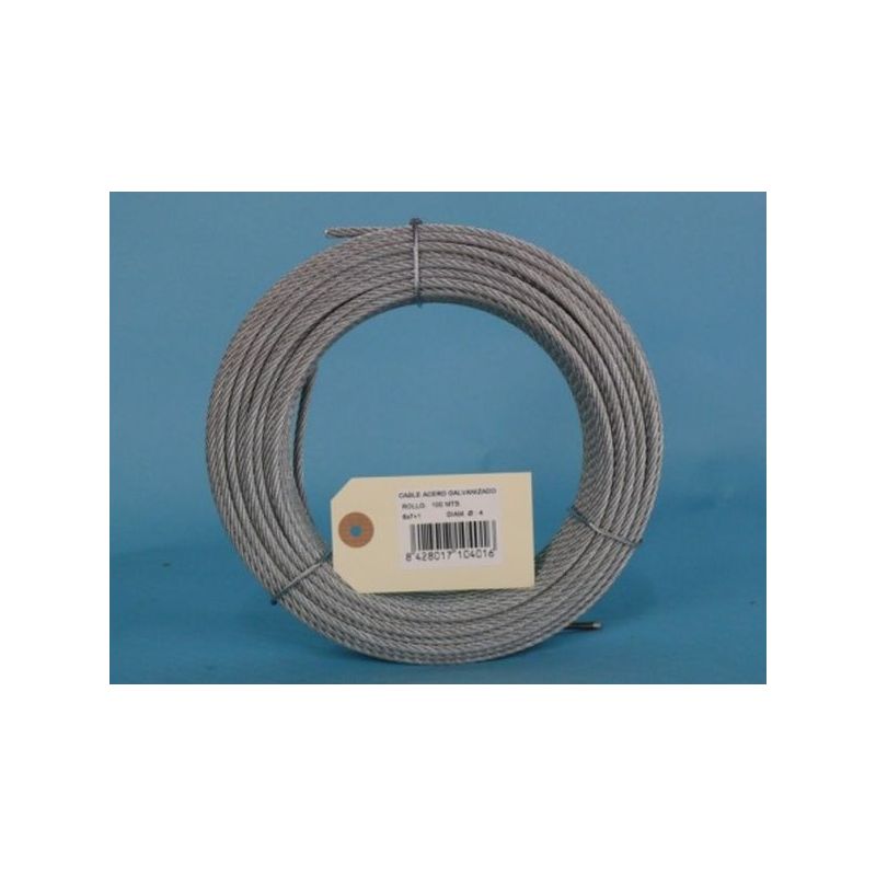 CABLE ACERO GALV 6X7+1 4MM CURSOL 100 MT