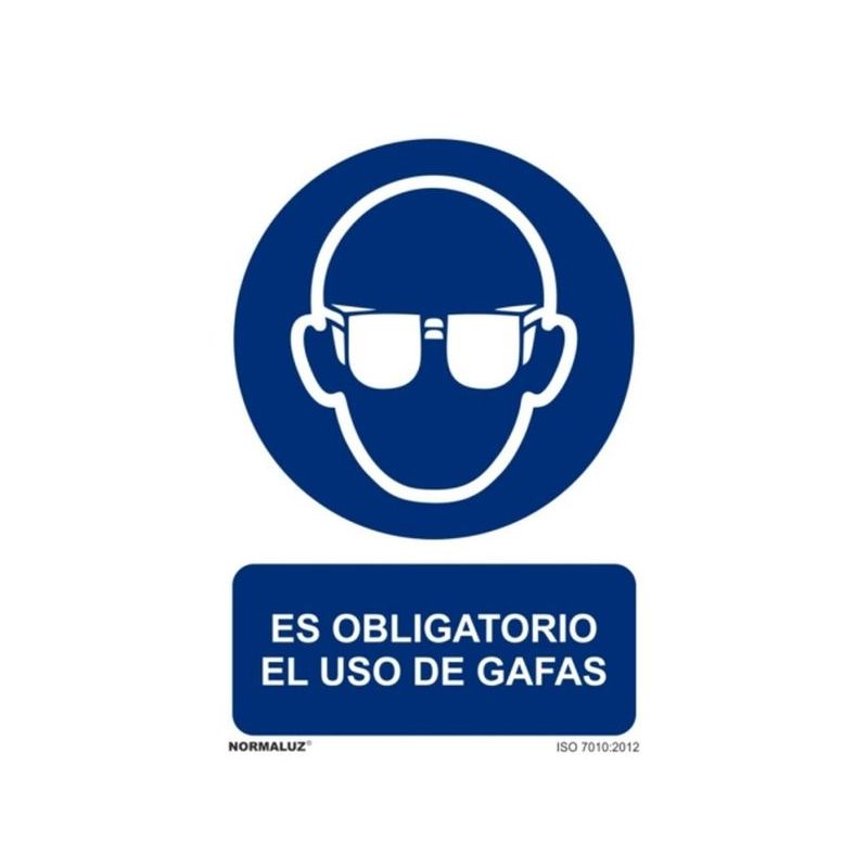 CARTEL SEÑALIZACION 210X300MM NORMALUZ PVC OBLIGA USO GAFAS