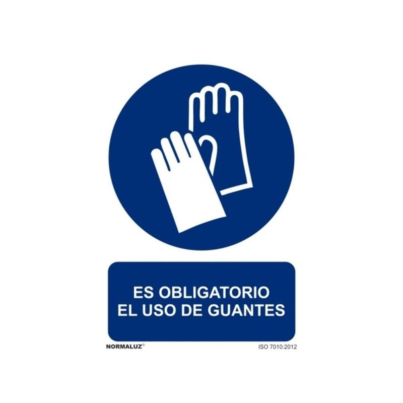 CARTEL SEÑALIZACION 210X300MM PVC OBLIGA USO GUANTES NORMALU
