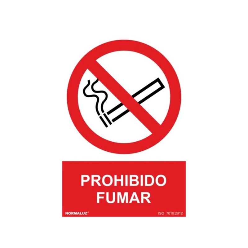 CARTEL SEÑAL 210X300MM PVC PROHIBIDO FUMAR NORMALUZ