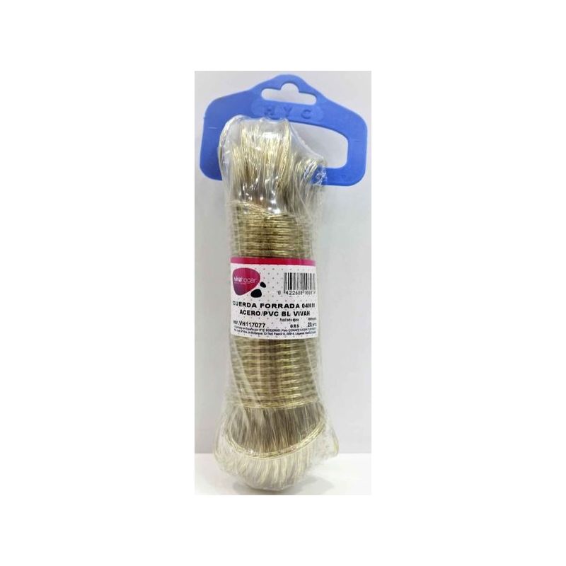 CUERDA FORRADA 04MM AC/PVC BL VIVAHOGAR 20 MT