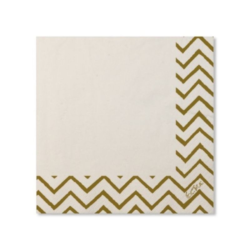 SERVILLETA MESA 33X33 PAPEL BLANCO/ORO CHEVRON EXTRA 20 PZ