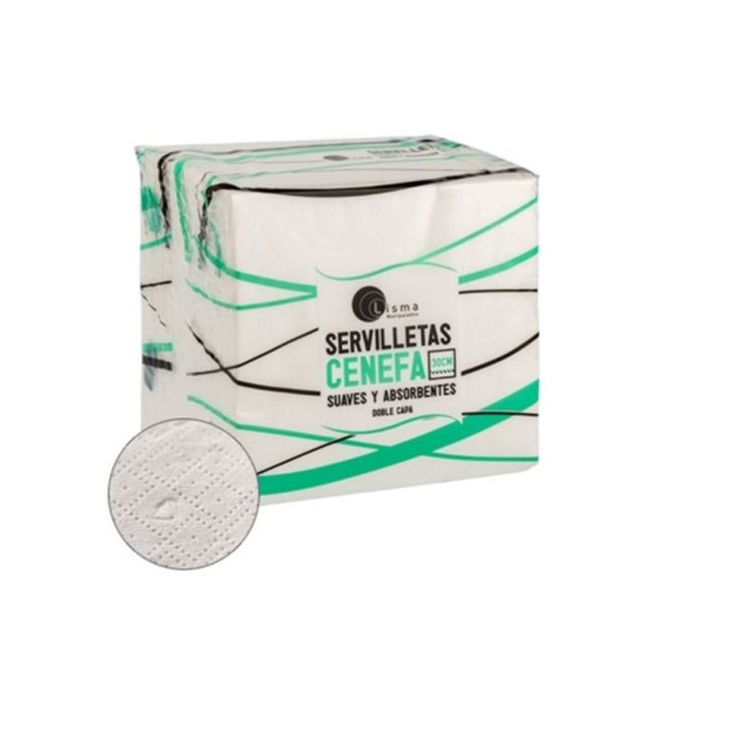 SERVILLETA MESA DOBLE CAPA 30X30CM PAPEL CENEFA LISMA 100 PZ