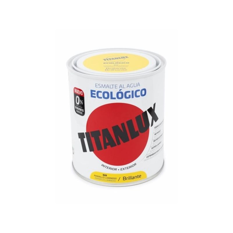 ESMALTE ACRIL BRI. 750 ML AM/LUM AL AGUA ECOLOGICO TITANLUX