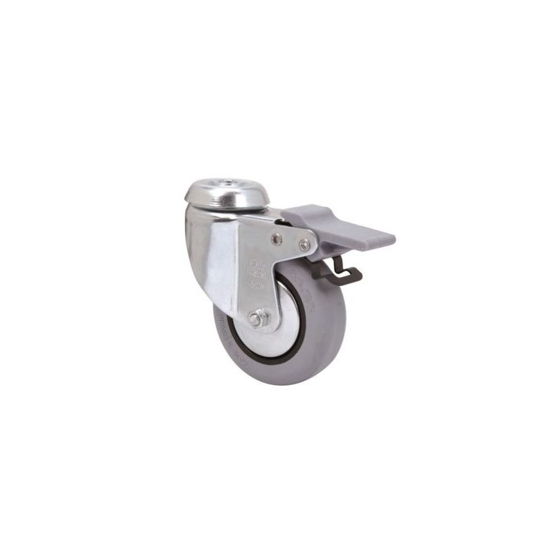 RUEDA GIR C/F DOB 100MM 1-0303 AG/PAS 070KG.LISO GOMA GR 100