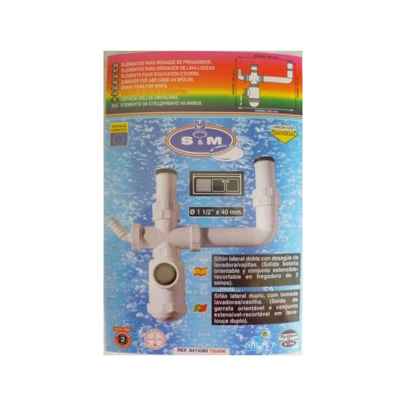 SIFON EVAC CURVO 1&quot; 1/2 DB HORIZONTAL S&amp;M