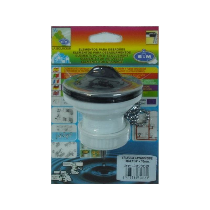 VALVULA FONTAN LAVABO-BIDET 11/4X32MM PVC S&amp;M