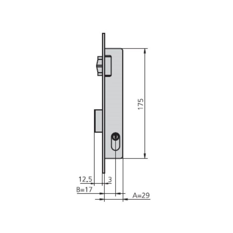 CERRADURA MET.EMB. 24X17MM 1975V/0 NIQ ROD/PAL CVL