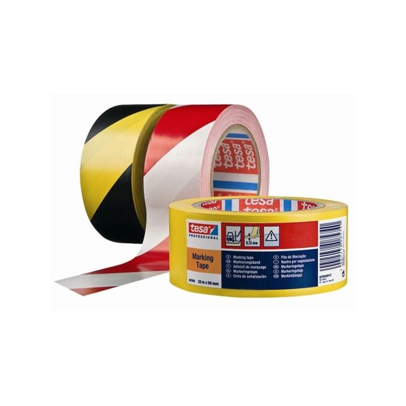 CINTA ADH 50MMx 33MT SEÑALIZACION PVC NE/AM TESATAPE