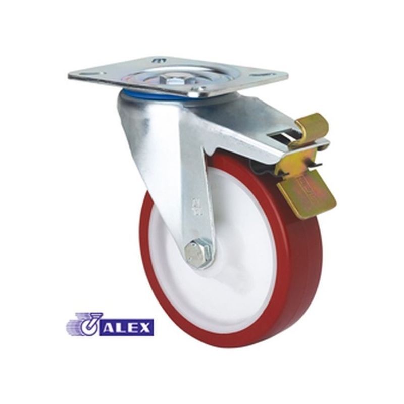 RUEDA GIR C/F 080MM 2-2366 PL.105X080 100KG.LISO PU B/R ZV P
