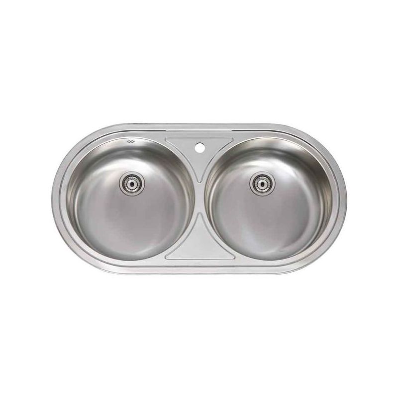 FREGADERO COCINA REDONDO 84X44CM 2 SENOS INOX PRACTIC