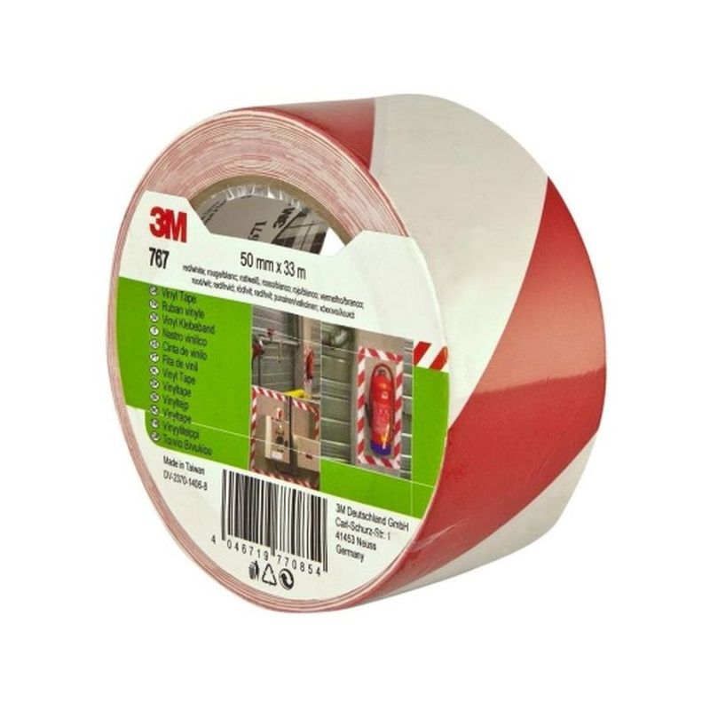 CINTA ADH 50MMx 33MT SEÑALIZACION VINILO RO/BCO 764 3M