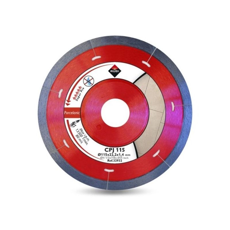 DISCO CORTE PORCELAN. SEGMENT 115MMX1,7MM DIAM CPJ-115 RUBI