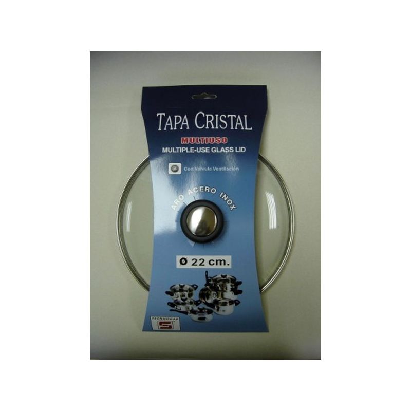 TAPA BAT COCINA 22CM VALV.VENTIL. ARO INOX-CRISTAL TECNHOGAR
