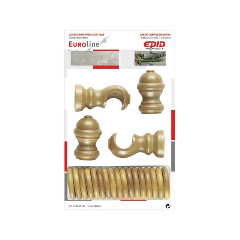 SOPORTE BARRA CORT 19MM ANILLAS TERMIN. MAD NAT JGO EPID