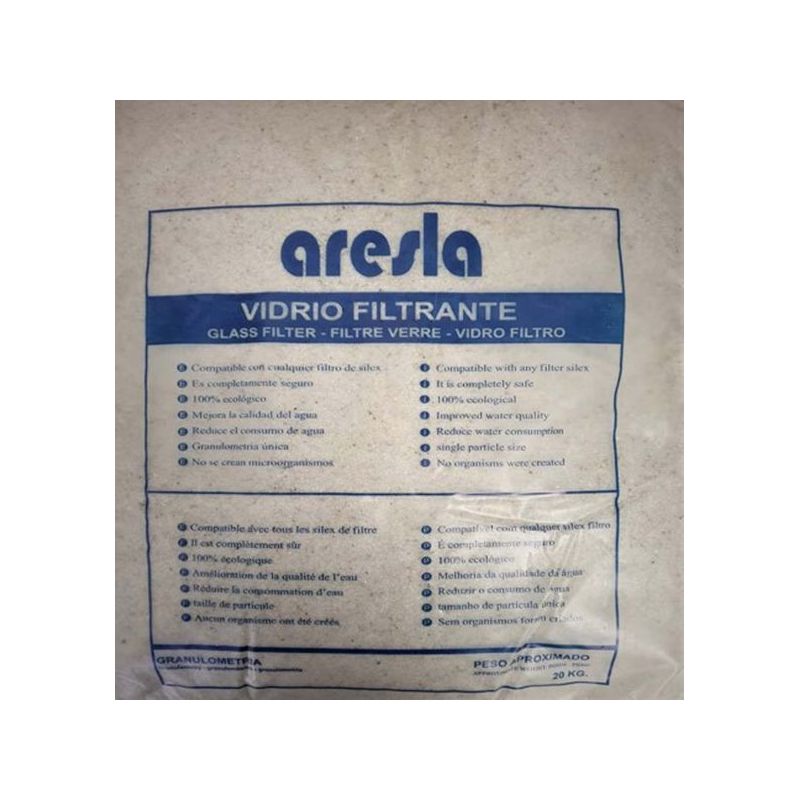 VIDRIO FILTRANTE DEPURADORA 20KG/ 0,5-1,2MM ARESLA VIDRIO 11