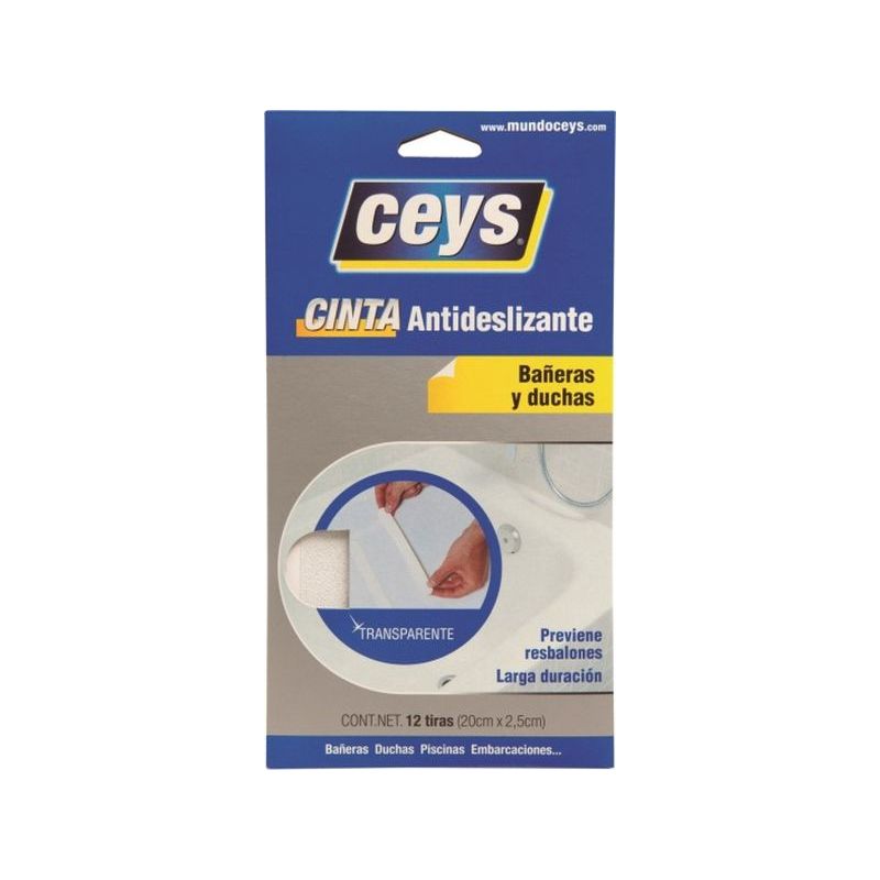 ANTIDESLIZANTE BAÑERA TIRAS 2,5CMX25MM TRA CEYS 8 PZ