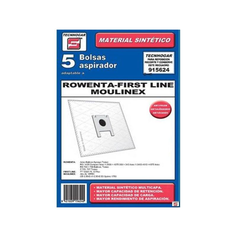 BOLSA ASPIRADOR PAPEL ROWENTA-MOLINEX 915624 THOGAR 5 PZ RF