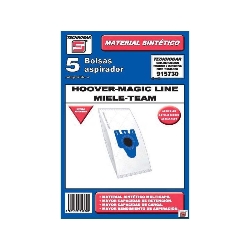 BOLSA ASPIRADOR PAPEL HOOVER-MIELE 915730 THOGAR 5 PZ RF