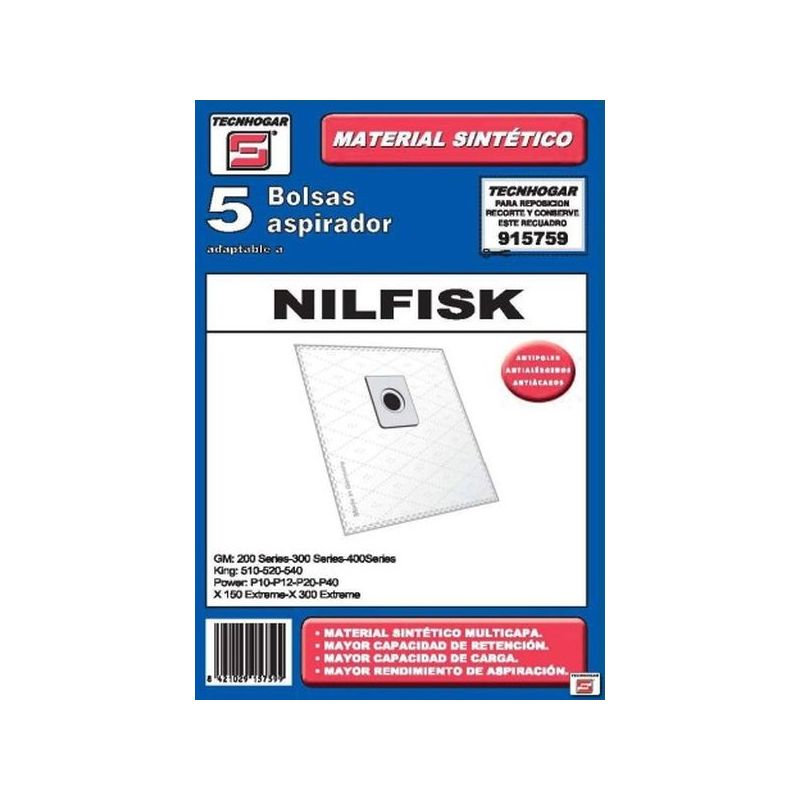 BOLSA ASPIRADOR PAPEL NILFISK 915759 THOGAR 5 PZ RF