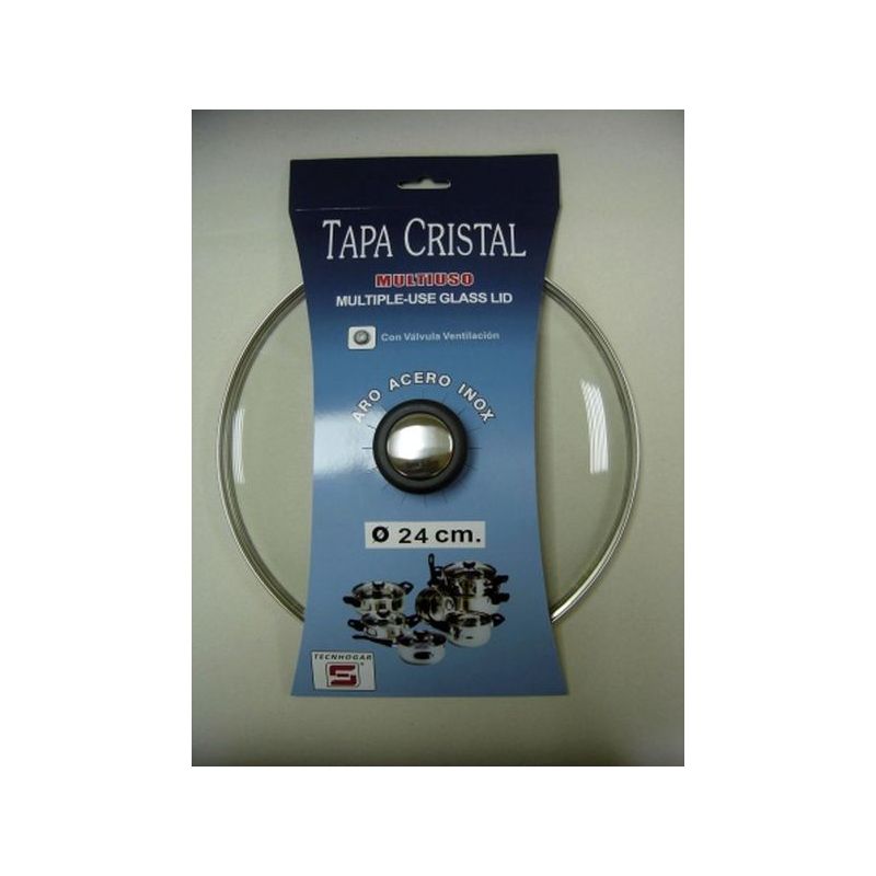 TAPA CRISTAL 24CM ARO INOX CON VALV